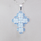 Small Cross - Pervenche-Silver Chain - 2